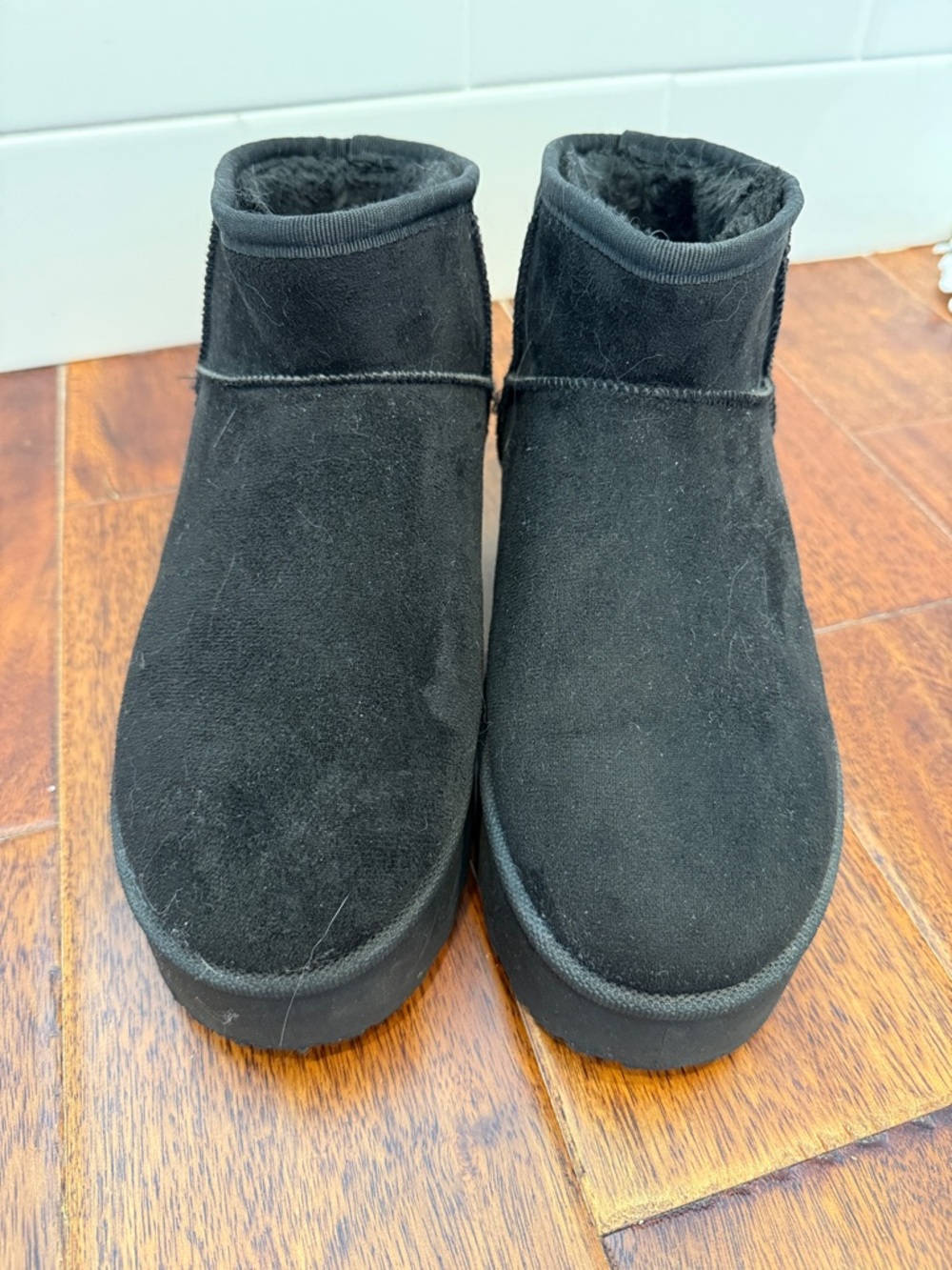 Bonnibel Black Faux Suede Lined Ankle Booties